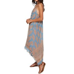 Love Stitch Scarf Print Dress Medium Blue Peach